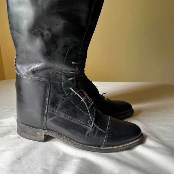 Tall Black Leather Riding Boots Size 7 by The Effingham Bond Boot Co Style 200L - Picture 5 of 12